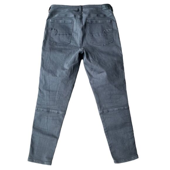 AE🦅 stretch women’s Next level stretch Jegging Crop Charcoal Grey Sz 12 EUC - Picture 2 of 15